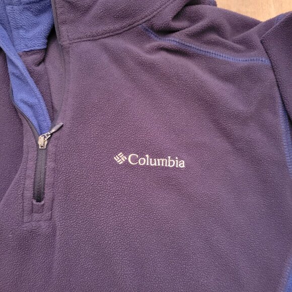 Columbia Pullover Men Large Blue Two Tone 1/4 Zip Fleece Hiking Outdoors - Picture 3 of 8